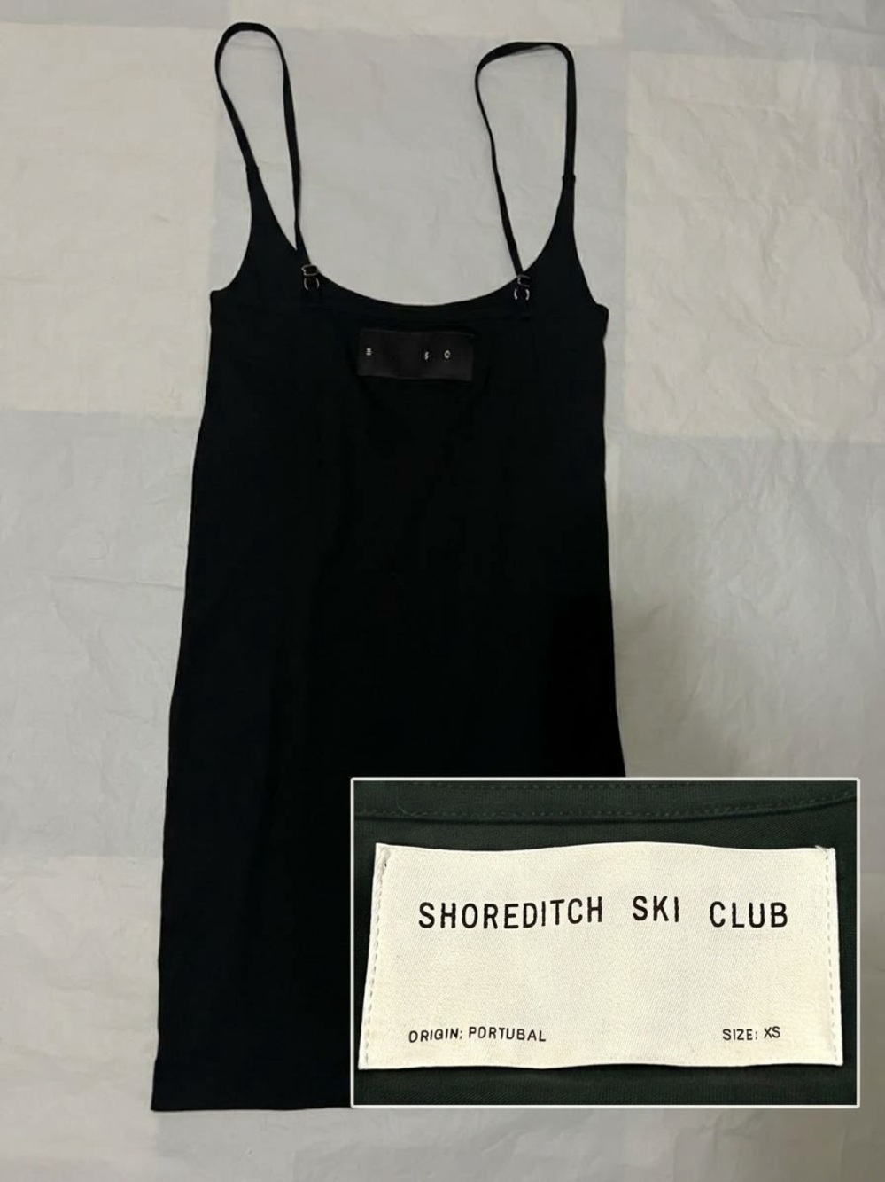 Shoreditch Ski Club Skye Cami Slip Mini Dress Black XS Organic Cotton